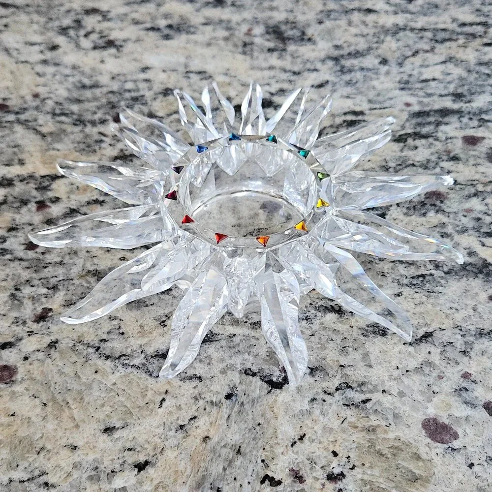 RARE VINTAGE SWAROVSKI CRYSTAL SOLARIS SUN STAR TAPER CANDLEHOLDER ORIGINAL BOX